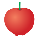Vector drawing of assymetrical red apple