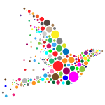 Vector drawing colored circles forming a bird shape